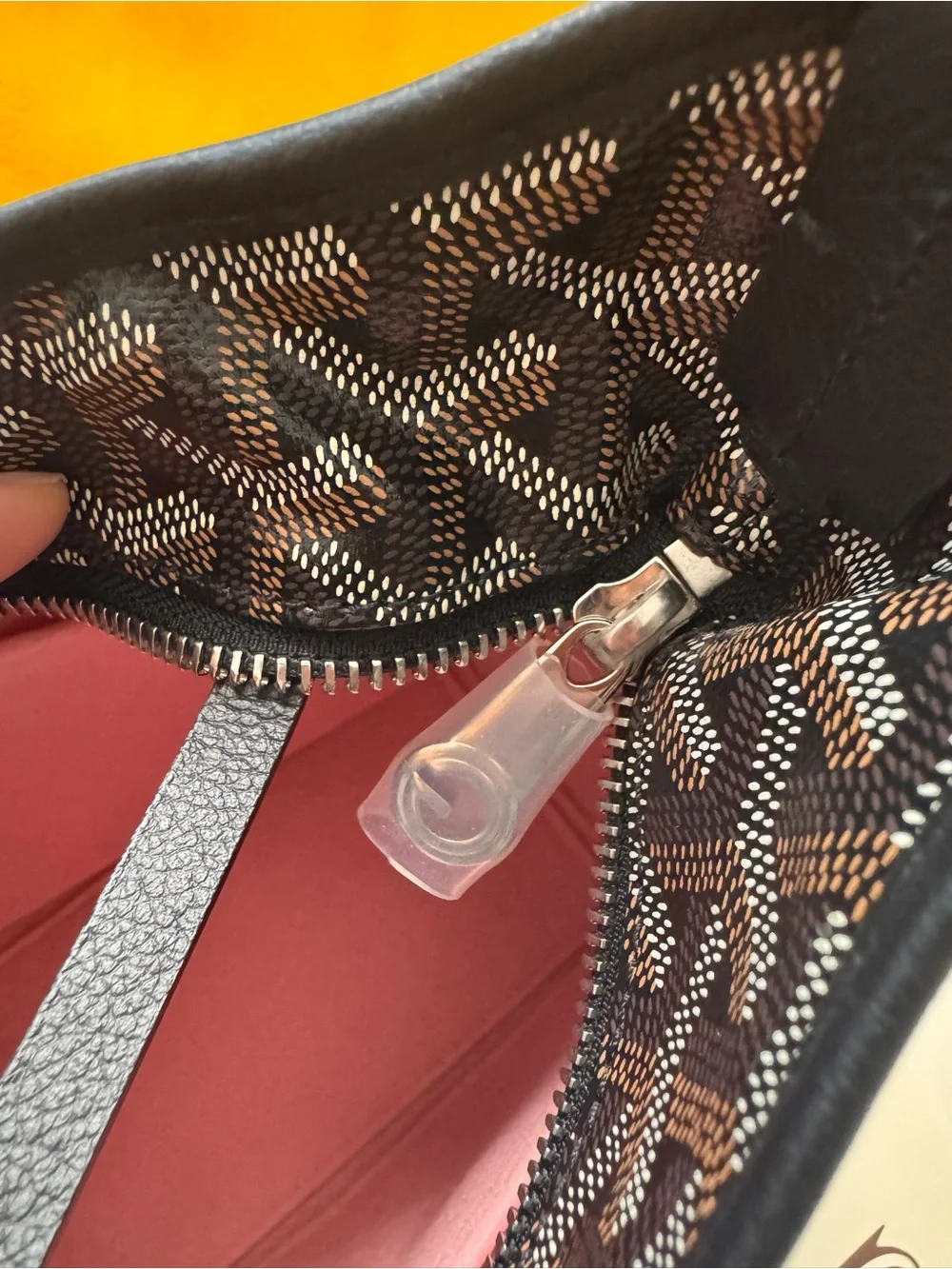 Goyard Mini Boheme Hobo Shoulder Canvas Bag in Black with Pink Heart Marquage